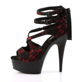 Pleaser Sandalette DELIGHT-678LC Rot Schwarz EU-39 / US-9