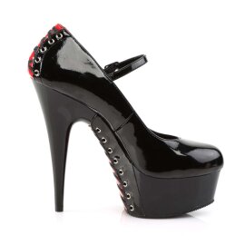 Pleaser Sandalette DELIGHT-687FH Schwarz Rot EU-36 / US-6