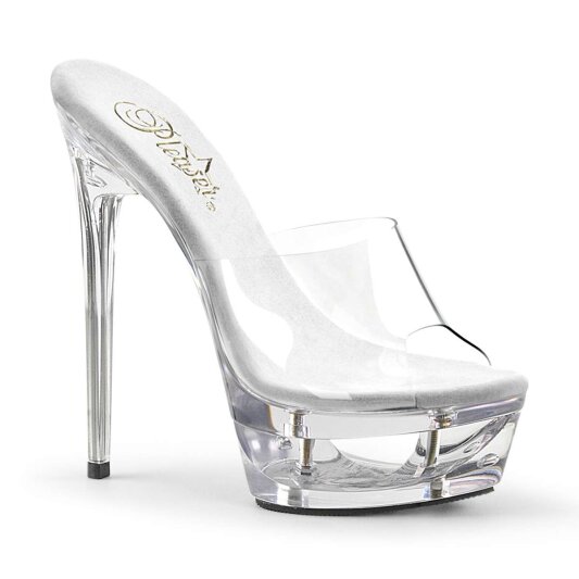 Pleaser Pantolette ECLIPSE-601 Transparent Silber EU-35 / US-5