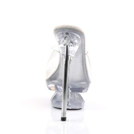 Pleaser Pantolette ECLIPSE-601 Transparent Silber EU-37 / US-7