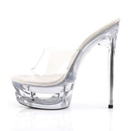 Pleaser Pantolette ECLIPSE-601 Transparent Silber EU-38 / US-8