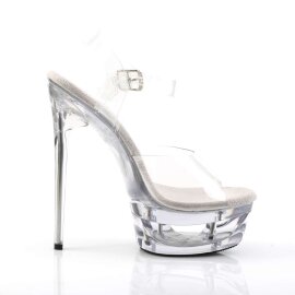Pleaser Sandalette ECLIPSE-608 Transparent Silber EU-35 / US-5