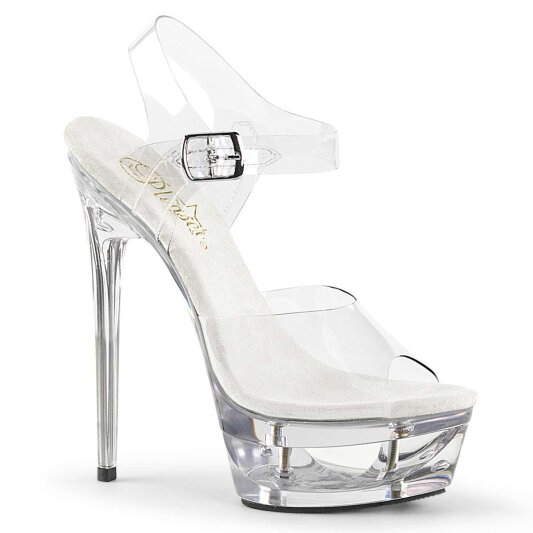 Pleaser Sandalette ECLIPSE-608 Transparent Silber EU-37 / US-7