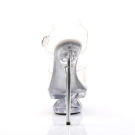 Pleaser Sandalette ECLIPSE-608 Transparent Silber EU-37 / US-7