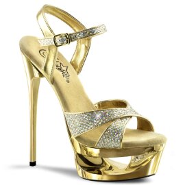 Pleaser Sandalette ECLIPSE-619G Gold Multi Glitter Chrom...