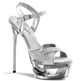Pleaser Sandalette ECLIPSE-619G Silber Multi Glitter...