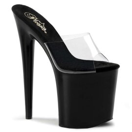 Pleaser Pantolette FLAMINGO-801 Transparent Schwarz EU-35...