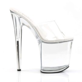 Pleaser Pantolette FLAMINGO-801 Transparent Silber EU-35 / US-5