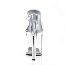 Pleaser Pantolette FLAMINGO-801 Transparent Silber EU-37 / US-7