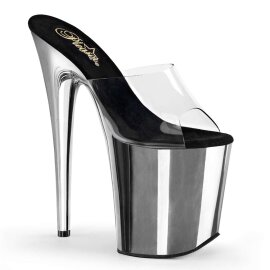 Pleaser Pantolette FLAMINGO-801 Transparent Silber Chrom...