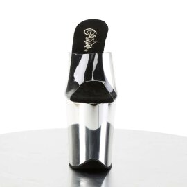 Pleaser Pantolette FLAMINGO-801 Transparent Silber Chrom...