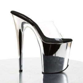 Pleaser Pantolette FLAMINGO-801 Transparent Silber Chrom EU-35 / US-5