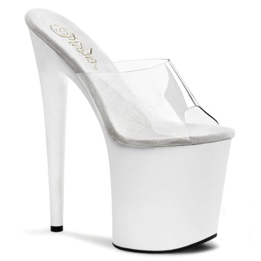 Pleaser Pantolette FLAMINGO-801 Transparent Weiß EU-35 / US-5