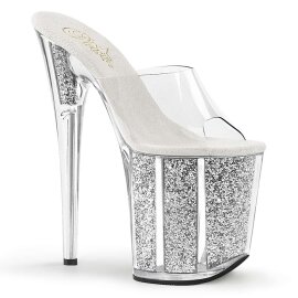 Pleaser Pantolette FLAMINGO-801G Transparent Silber Multi...