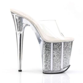 Pleaser Pantolette FLAMINGO-801G Transparent Silber Multi Glitter EU-35 / US-5