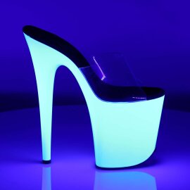 Pleaser Pantolette FLAMINGO-801UV Transparent Neon-Weiß EU-37 / US-7