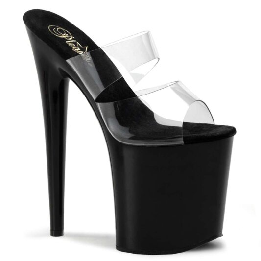 Pleaser Pantolette FLAMINGO-802 Transparent Schwarz EU-37 / US-7