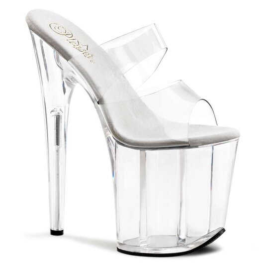 Pleaser Pantolette FLAMINGO-802 Transparent Silber EU-35 / US-5