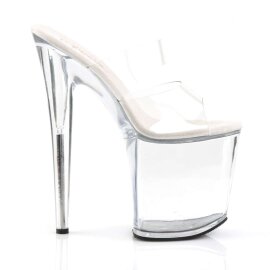 Pleaser Pantolette FLAMINGO-802 Transparent Silber EU-35 / US-5