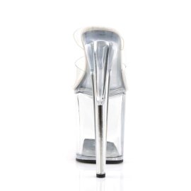 Pleaser Pantolette FLAMINGO-802 Transparent Silber EU-37 / US-7