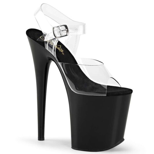 Pleaser Sandalette FLAMINGO-808 Transparent Schwarz EU-35 / US-5
