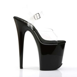 Pleaser Sandalette FLAMINGO-808 Transparent Schwarz EU-35 / US-5