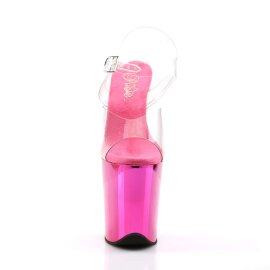 Pleaser Sandalette FLAMINGO-808 Transparent Pink Chrom...