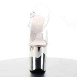 Pleaser Sandalette FLAMINGO-808 Transparent Silber Chrom...