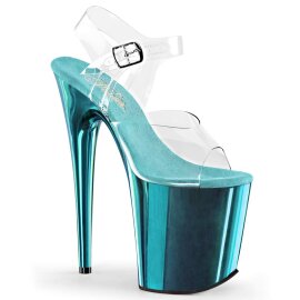 Pleaser Sandalette FLAMINGO-808 Transparent Türkis...