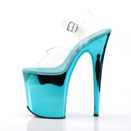 Pleaser Sandalette FLAMINGO-808 Transparent Türkis Chrom EU-38 / US-8