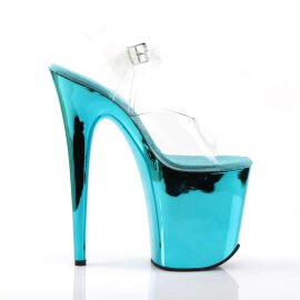 Pleaser Sandalette FLAMINGO-808 Transparent Türkis Chrom EU-38 / US-8
