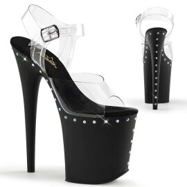 Pleaser Sandalette FLAMINGO-808ABLS Transparent Schwarz...