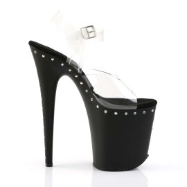 Pleaser Sandalette FLAMINGO-808ABLS Transparent Schwarz Strass EU-38 / US-8