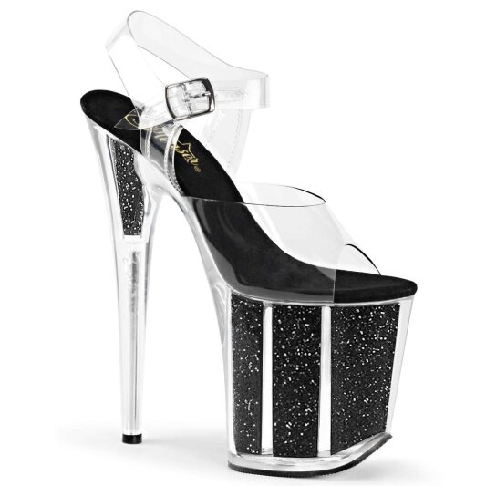 Pleaser Sandalette FLAMINGO-808G Transparent Schwarz EU-38 / US-8