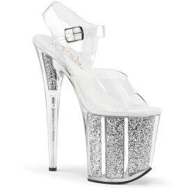 Pleaser Sandalette FLAMINGO-808G Transparent Silber...