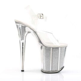 Pleaser Sandalette FLAMINGO-808G Transparent Silber Glitter EU-35 / US-5