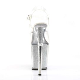 Pleaser Sandalette FLAMINGO-808G Transparent Silber Glitter EU-37 / US-7