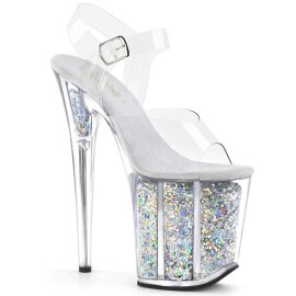 Pleaser Sandalette FLAMINGO-808GF Transparent Silber...
