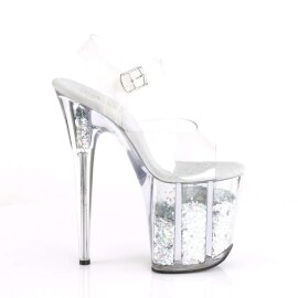 Pleaser Sandalette FLAMINGO-808GF Transparent Silber Multi Glitter EU-37 / US-7