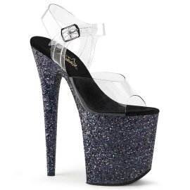 Pleaser Sandalette FLAMINGO-808LG Transparent Schwarz...