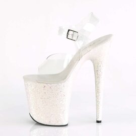 Pleaser Sandalette FLAMINGO-808LG Transparent Silber Multi Glitter EU-35 / US-5