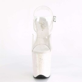 Pleaser Sandalette FLAMINGO-808LG Transparent Silber Multi Glitter EU-38 / US-8