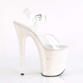 Pleaser Sandalette FLAMINGO-808LG Transparent Silber Multi Glitter EU-39 / US-9