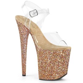 Pleaser Sandalette FLAMINGO-808LG Transparent Rose-Gold...