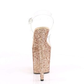Pleaser Sandalette FLAMINGO-808LG Transparent Rose-Gold Multi Glitter EU-38 / US-8