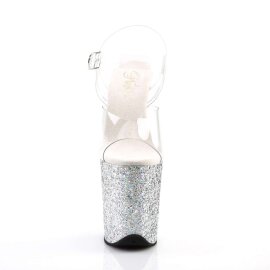 Pleaser Sandalette FLAMINGO-808LG Transparent Silber...