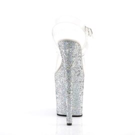Pleaser Sandalette FLAMINGO-808LG Transparent Silber Multi Glitter EU-35 / US-5