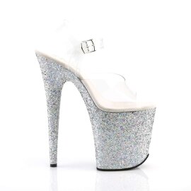 Pleaser Sandalette FLAMINGO-808LG Transparent Silber Multi Glitter EU-37 / US-7