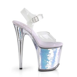 Pleaser Sandalette FLAMINGO-808MC Transparent Lavendel Chrom EU-35 / US-5