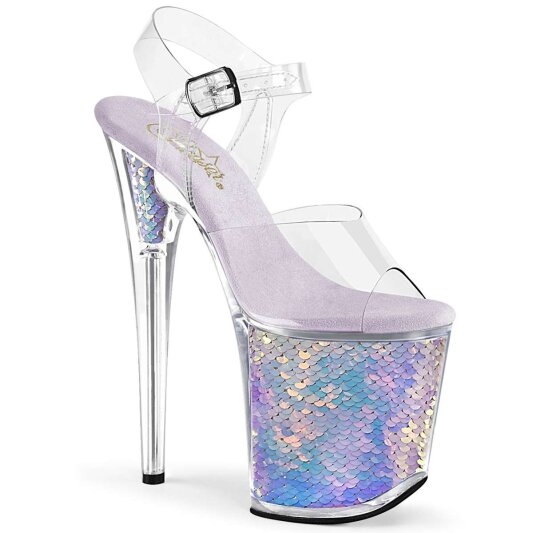 Pleaser Sandalette FLAMINGO-808MC Transparent Lavendel Chrom EU-37 / US-7